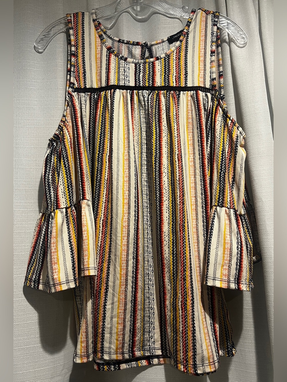 Robert Louis Striped Blouse in Cream, Navy Blue & Yellow
